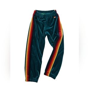 Aviator Nation size Large Teal velour five stripe sweatpants